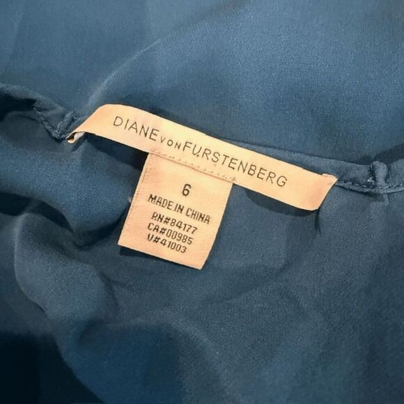 Diane Von Furstenberg Kipling Silk Chiffon Slip Dress Aqua Teal Blue Size 6 - Picture 3 of 9